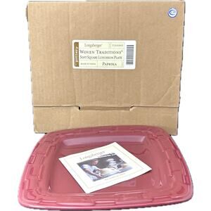 Longaberger Pottery Soft Square Luncheon Plate 8.75" Paprika Red NIB